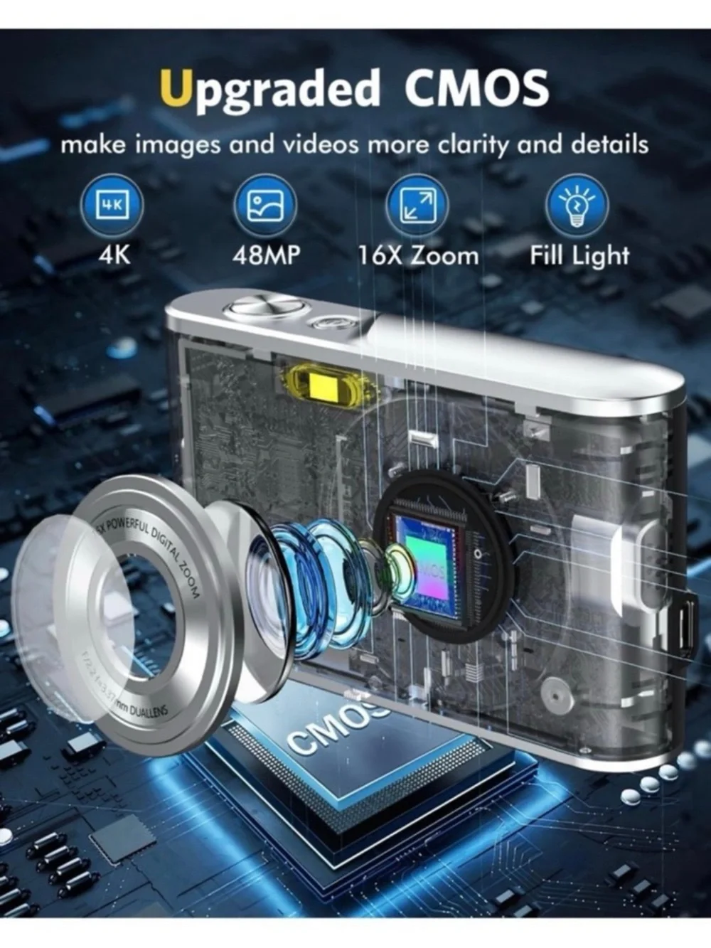 Digital Camera Auto Focus FHD 4K Vlogging with dual Camera